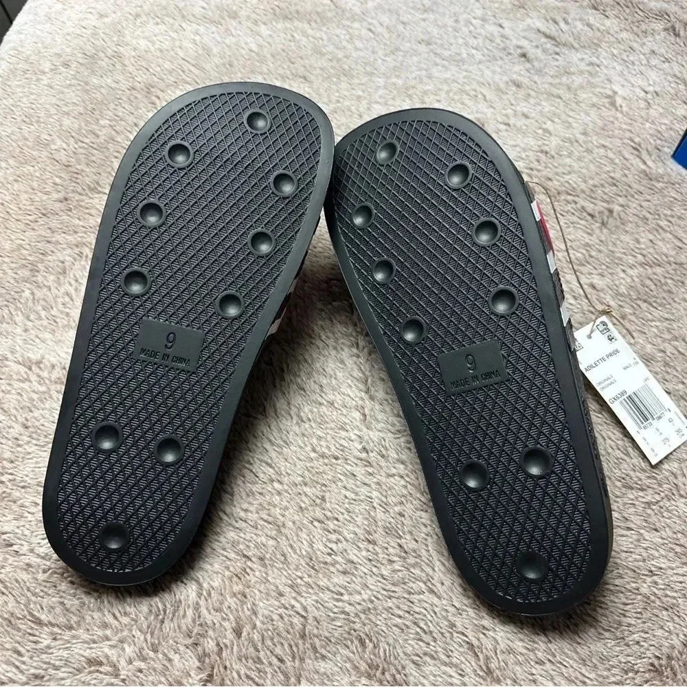 Adidas Men Adilette Pride Slide Sandals Black New With Tags